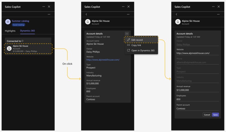 Streamlined access to CRM data during Teams meetings
