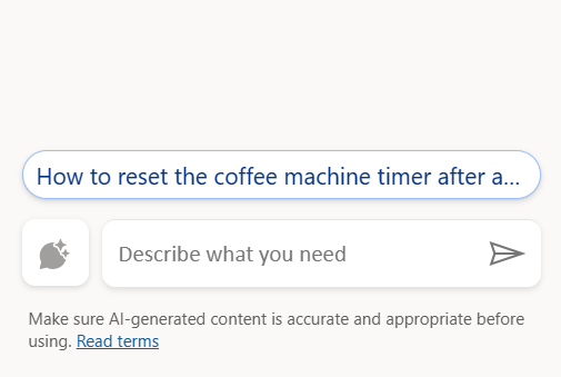 Screenshot of automatic prompts in the product Screenshot of automatic prompts in the product