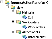 Web menu for an action pane