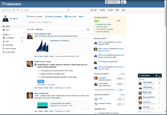 CRM posts in your Yammer feed