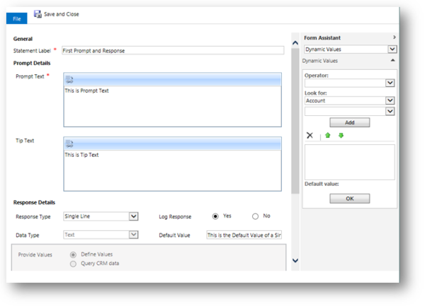 Configuring a Prompt and Response in CRM