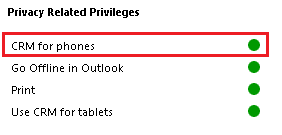 Remove privilege for CRM for phones