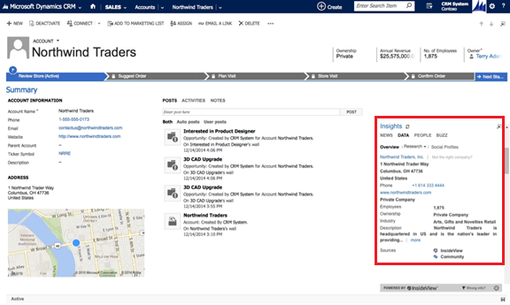 Insights appears in CRM