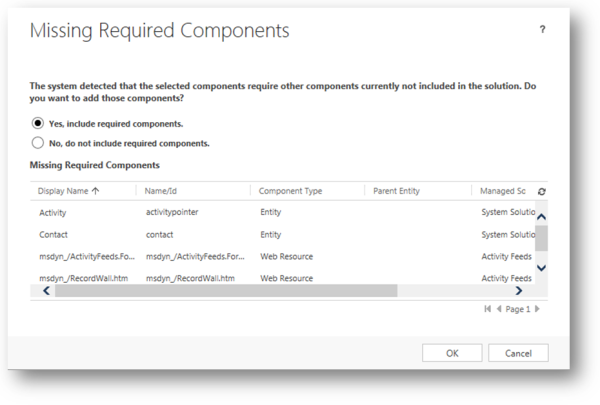Add Required Components Dialog
