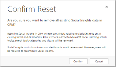 Confirm you want to reset Social Insights