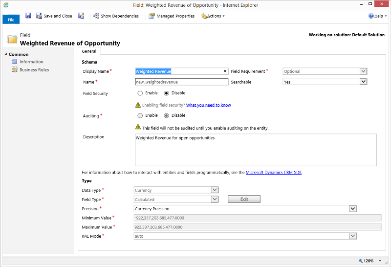 Weighted revenue of Opportunity in Dynamics CRM