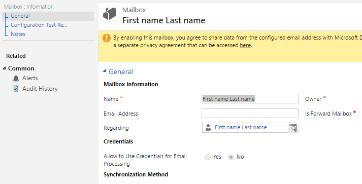 Allow to Use Credentials for Email Processing