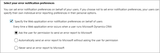 Select error notification preferences for users