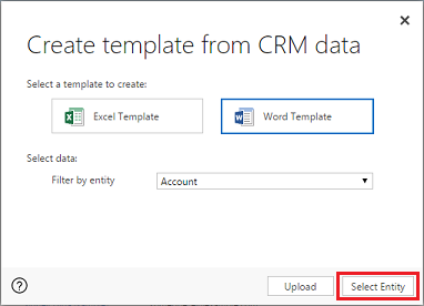 Choose Word Template and select entity