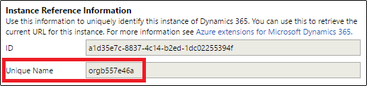 Dynamics org name displayed in the user info pane