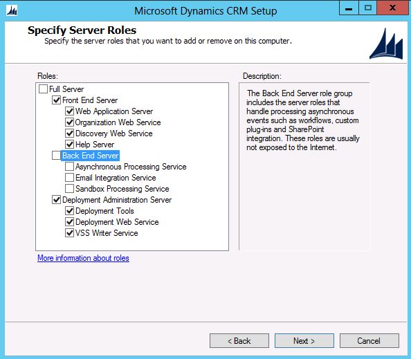 Front end server roles in Dynamics 365