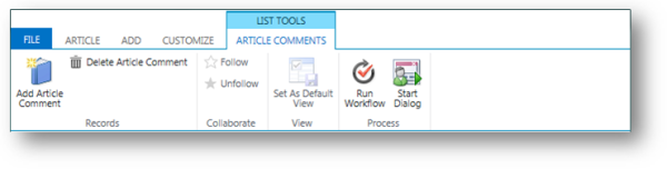 Article Comments sub-grid ribbon in CRM