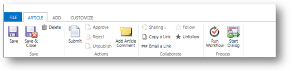 Article ribbon in Dynamics CRM