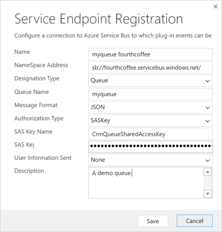Service endpoint registration