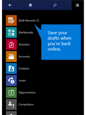 Dynamics 365 for phones save offline drafts