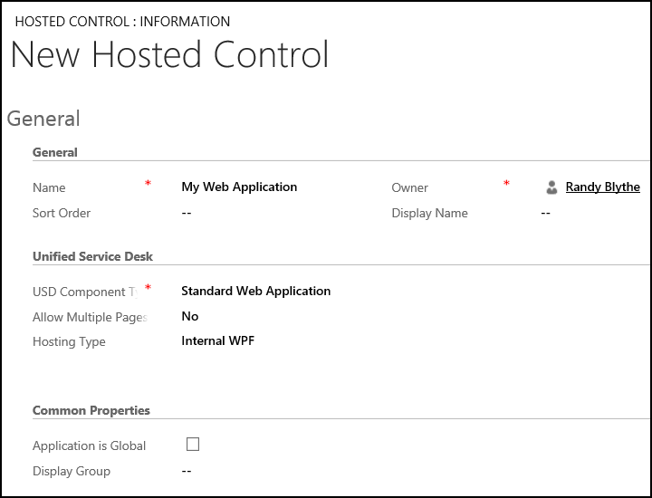 Standard Web Application hosted control