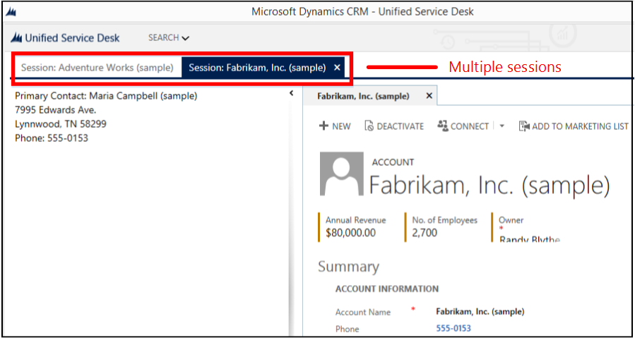 Multiple sessions in Unified Service Desk