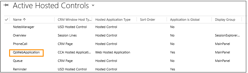 Hosted controls list in Dynamics 365