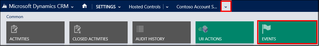 Configure events for a hosted control
