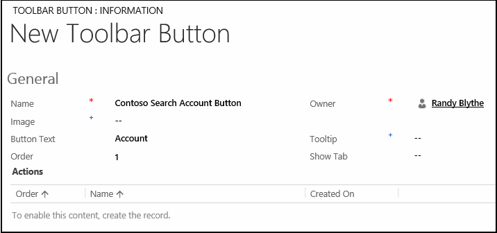 Create a tooolbar button for Account submenu