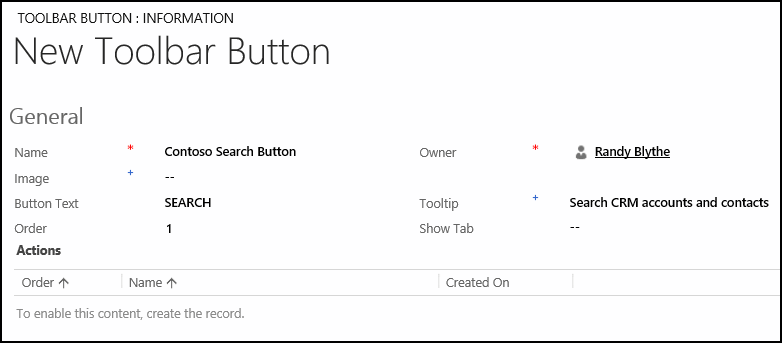Create the Search toolbar button