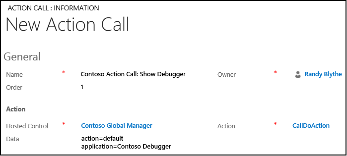 Create action call in Unified Service Desk