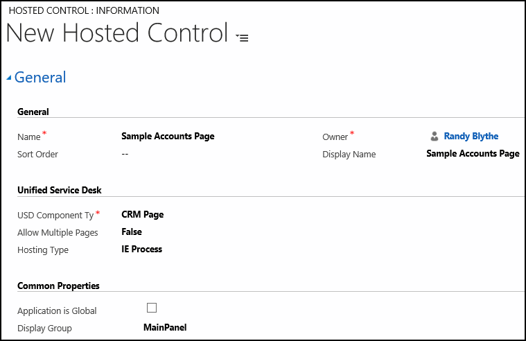 New hosted control in Unified Service Desk
