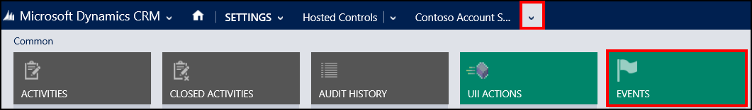 Configure events for a hosted control