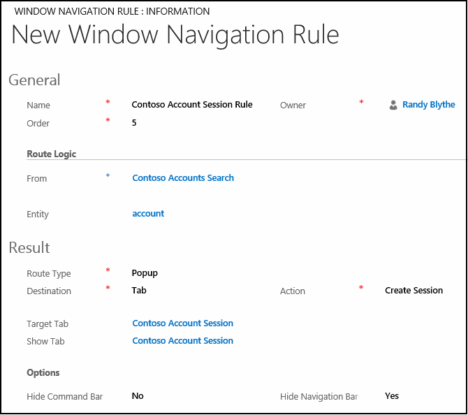 Create a window navigation rule