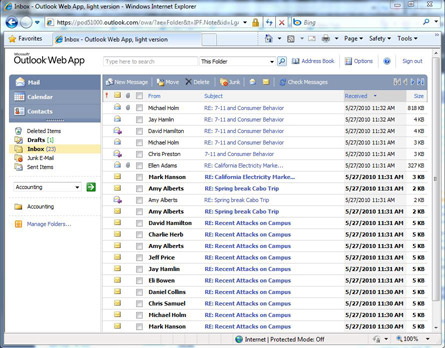 Light version of Outlook Web App