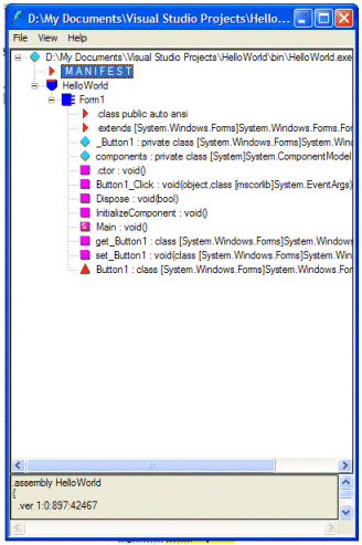 Figure 2: Dissaseembling an assembly's manifest with ildasm.exe