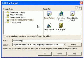 Figure 4: Adding a Setup Project with Visual Studio .NET