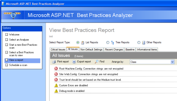 Best Practice Analyzer screenshot