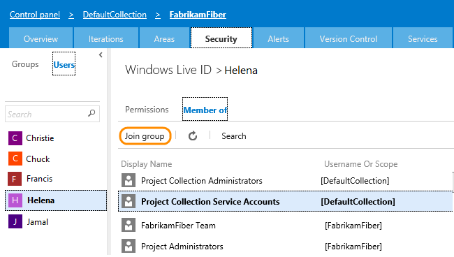 Add user to Project Collection Service Account group