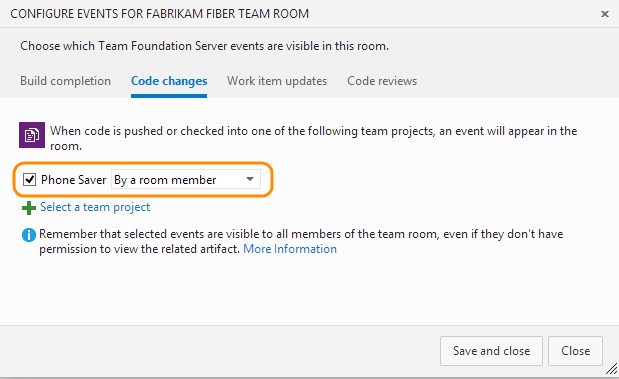Choose tab and then choose areas to configure events