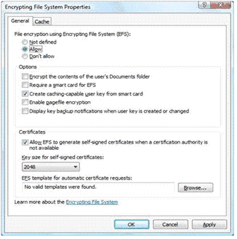 Figure 3.1 The Encrypting File System Properties dialog box