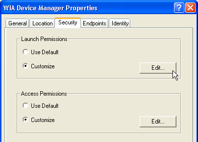 WIA Device Manager Properties