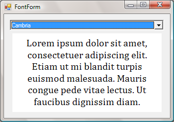 screenshot: Font List with Preview