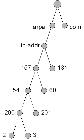 Figure 8-4  An example of a reverse lookup portion of the DNS namespace