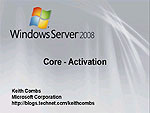 In this video, Keith Combs continues his demonstration of Windows Server 2008 - Core Installation Option, where he configures a virtual machine and shows you activation.