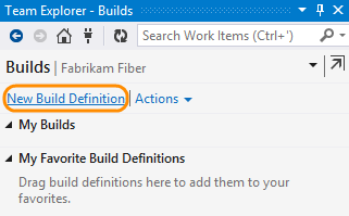 New build definition in the team explorer builds page