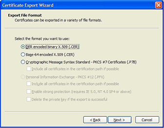 Figure 6.5 The Certificate Export Wizard