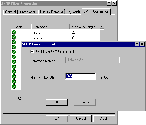 SMTP Command Rule dialog box
