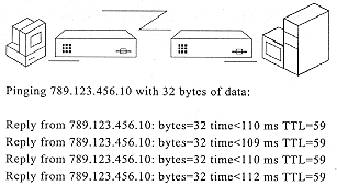 Figure 6.4: Checking latency across a remote router or bridge.