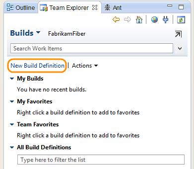 New build definition link in the team explorer builds page