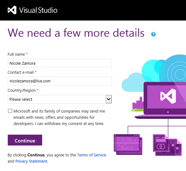 Create your profile for Visual Studio