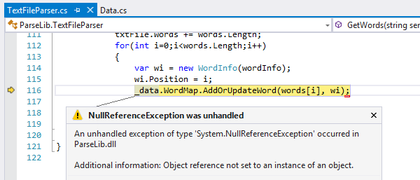 Stop at exception Stop at exception