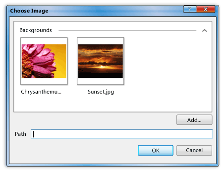Choose image dialog box