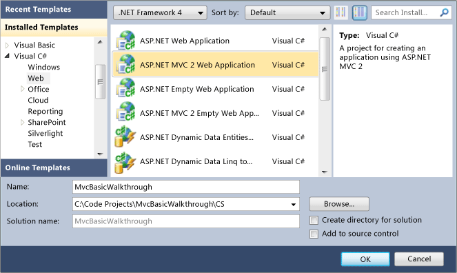 mvc_NewProjectDialog