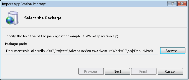 Select the Package dialog box